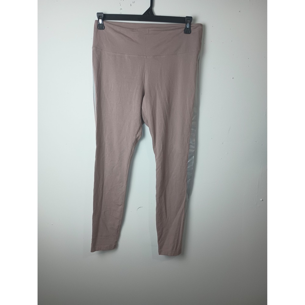 Victoria's Secret PINK Mauve Leggings Silver Metallic Side Stripe XL